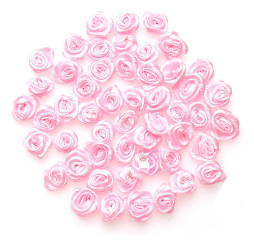 50 Piezas De Rosas De Cinta De Satén, Mini Flores, Apl...