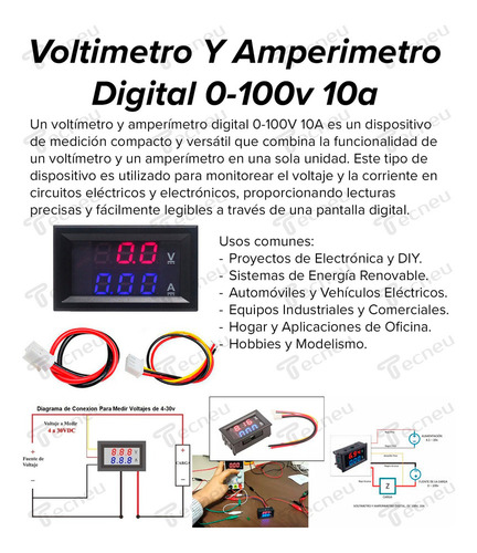 . Voltimetro Y Amperimetro Digital 0-100v 10a