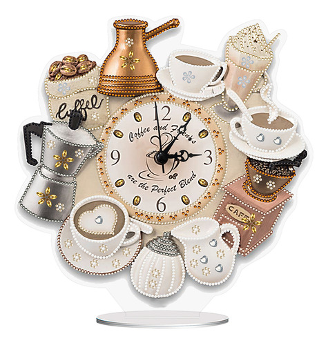 Reloj De Pintura De Diamantes Acrylic Coffee Y6b