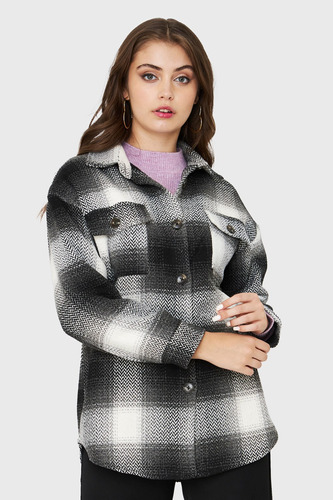 Chaqueta Cuadrillé Bolsillos Gris Nicopoly