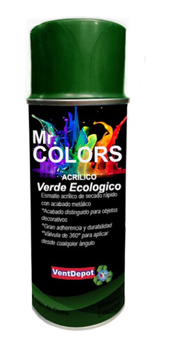 Spray Pintura Sin Plomo, Mxcry-025, Verde Ecológico, Brillo