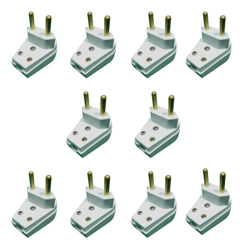 Plug Macho C/ Prensa Cabo Gigante 2p 20a 250v Branco 10 Pçs