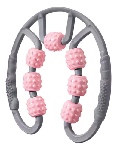 Rodillo Muscular Para Piernas, 7 Ruedas, Gris Y Rosa