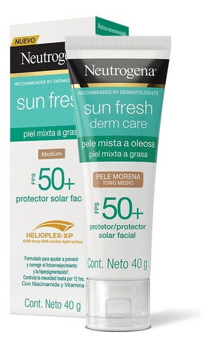 Neutrogena sun fresh derm care protector solar facial tono medio 40g