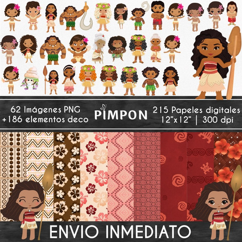 Kit Cliparts + Papeles Digitales - Princesas - Moana 02