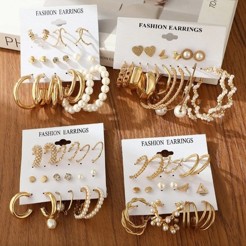 Aretes De Oro 36 Pares Pendientes Arracadas Redondo