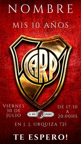 Invitacion River Plate Virtual Cumpleaños Personalizada