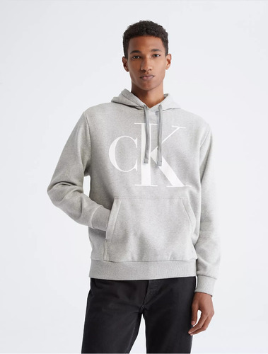 Poleron Sudadera Capucha Calvin Klein Logo Monograma - Hombre Talla M