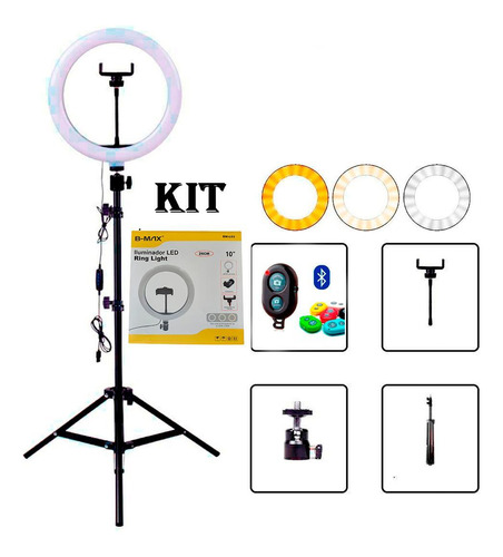 Kit Ring Light 10 Polegadas Bmax K-bm-l03+bmg-41+shuter