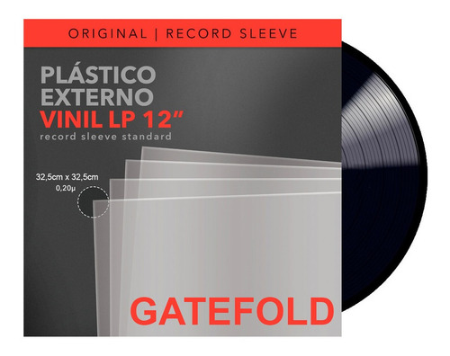 25 Plasticos Externos 0,20 Grosso P/ Lp Vinil Capa Gatefold