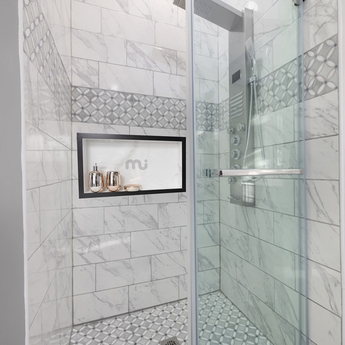 Soporte de baño con forma de nicho para baño con azulejos de porcelana, 60 x 30 x 7