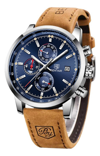 Relojes By Benyar Para Hombre Quartz Leather 5101