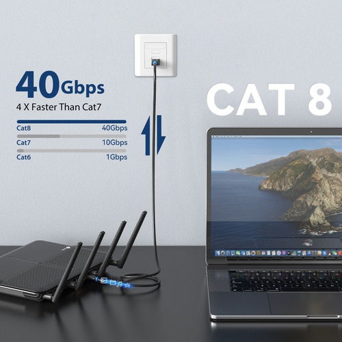 Imagen 10 de 10 de Cable Ethernet Vention Cat 8 Gigabit Reforzado Rj45 3m