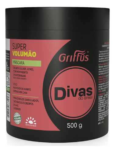 Griffus Divas Do Brasil Super Volumão - Máscara Capilar 500g