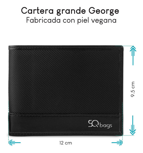 Cartera Para Hombre Billetera Color Negro Sqbags George