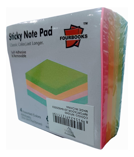 Notas Adhesivas X400 Hojas Sticky Note Pad 5 Colores Values