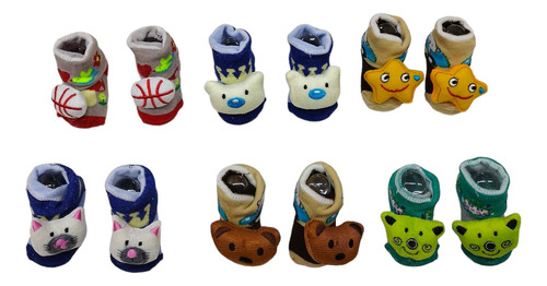 6 Pares De Calcetines Con Carita - Juguete Para Bebé