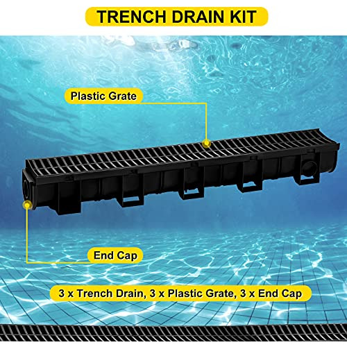Sistema De Drenaje Vevor Trench, Canal De Drenaje Con Rejill