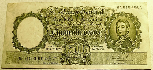 Billete Antiguo De 50 Pesos Moneda Nacional 