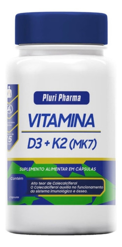 Vitamina D3 10.000ui + K2 Mk7 240 Cápsulas Pluri Pharma