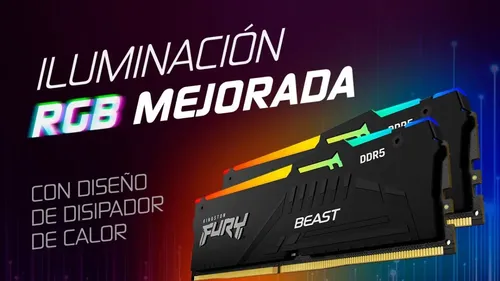 Memória Gamer Kingston Fury Beast Rgb, 8gb, Ddr5 5200mhz