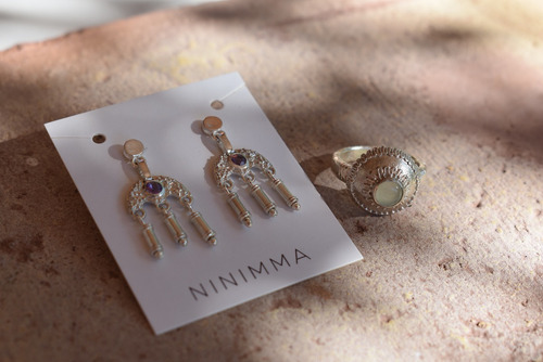 Aros Pendientes Plata 925 Hechos A Mano Con Amatista Violeta