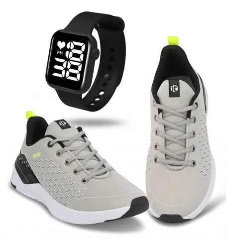 Tênis Esportivo Academia Treino Masculino + Relógio Digital