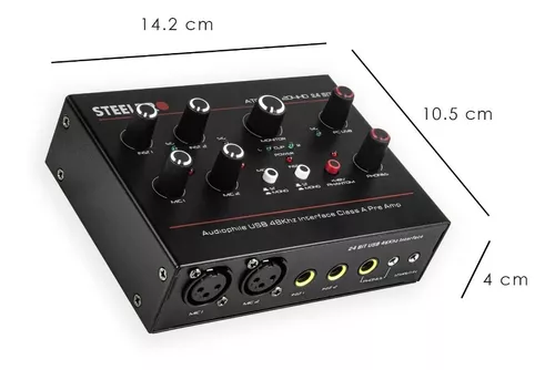 Interface De Audio Usb Portátil 2 Micrófonos +2 Instrumentos