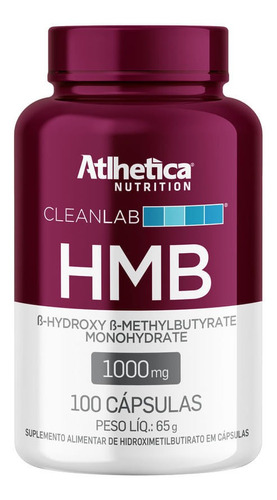 Atlhetica Nutrition 100 Cápsulas Cleanlab Hmb 1000mg 100 Cápsulas Sem sabor