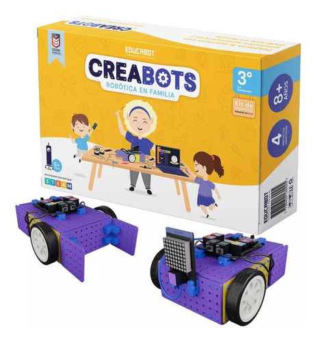 Juego Ciencia Didáctico Robotica Creabots Exp. Smart Cars Color Amarillo Personaje Creabot