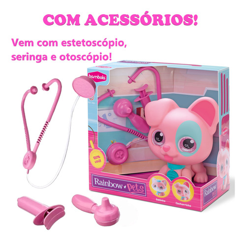 Boneco Cachorrinho Dodói Brinquedo Rainbow Pets Dog Infantil