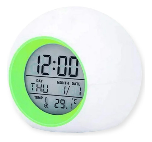 Reloj Despertador Redondo Digital Led Colorido Con Alarma 