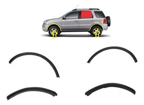 Kit 4 Moldura Guardabarro Paragolpe Ecosport 03 12 Tras Izq