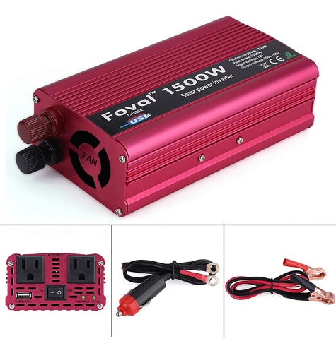 Inversor De Onda Sinusoidal Pura 1500w 12v/110v Dos Enchufe