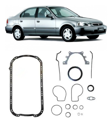 Jogo Juntas Inferior Carter Honda Civic 1.6 D16 C/ Retentor