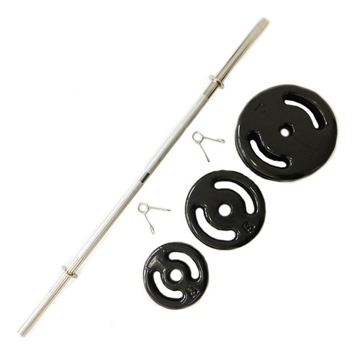 Kit Barra Reta + Anilhas Emborrachada + Presilhas Lockjaw