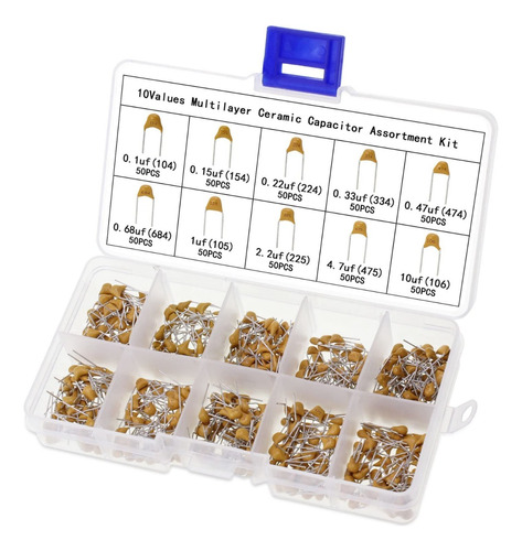 500 Pzs Kit De Capacitores Cerámicos Monolíticos 0.1uf-10uf