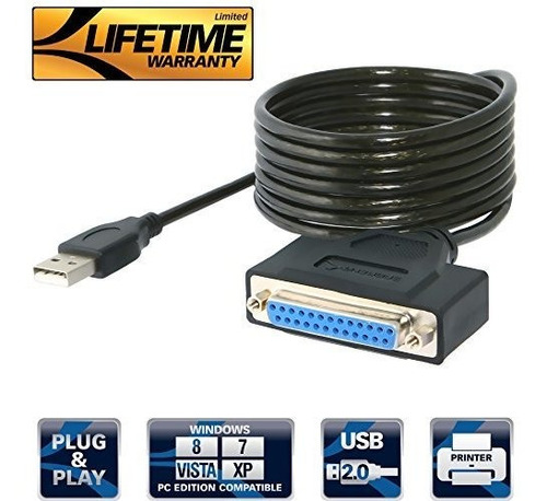 Sabrent Usb 2.0 A Db25-1284 Ieee Cable Adaptador Conectores 