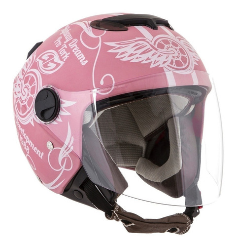 Capacete para moto  aberto Pro Tork New Atomic  Highway Dreams  rosa-mate highway dreams tamanho 56 