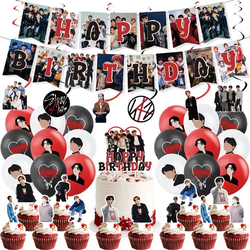 Kit Cotillon Cumpleaños Stray Kids + Tela De Fondo