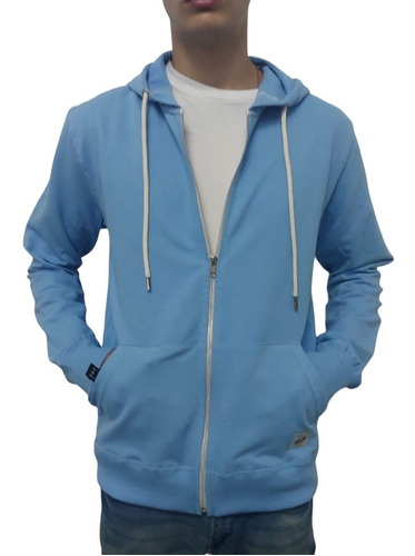 Imagen 2 de 9 de Campera Buzo Hombre Capucha No Name Algodón Rustico Celeste