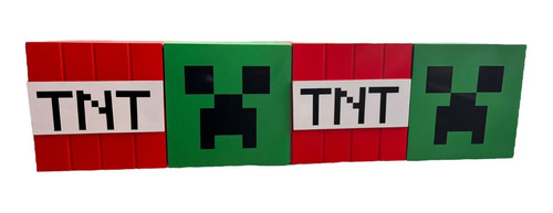 Repisa Flotante Minecraft Creeper Verde 4 Cubos Minimalista 