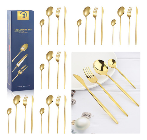 Juego De Cubiertos De 24 Cuchillos, Cucharas Y Tenedores