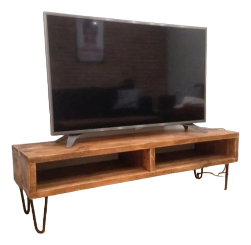 Mesa Rack Tv Rustico Madera Hierro Hairpin Mueble Zonaverde