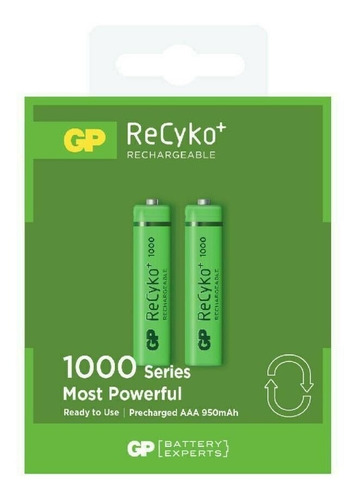 Pila Bateria Gp Recargable Recyko Aaa 1000mah X 2 Originales