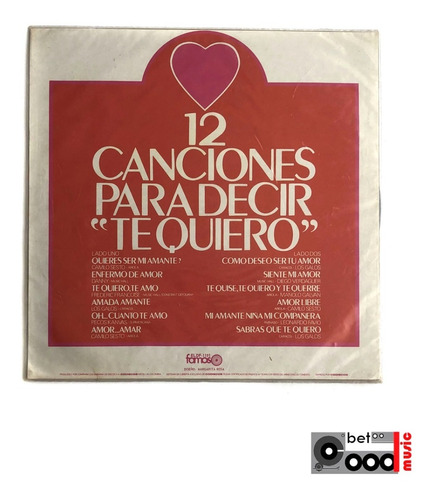 Lp Vinilo 12 Canciones Para Decir Te Quiero / Excelente 