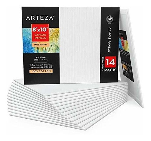 Arteza Premium Canvas Paneles De 8 X 10 Pulgadas, Paquete En