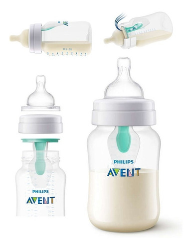 Imagen 3 de 8 de Mamadera Anticolico Philips Avent Airfree 260ml +1 M 81314