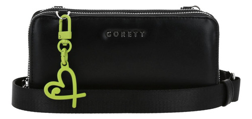 Cartera Gorett Lizzie Gs25063-3 Color Negro Diseño De La Tela Liso