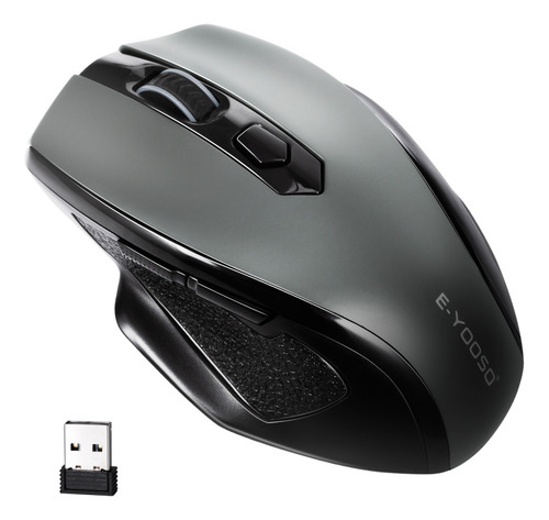 TERPORT Mouse Inalámbrico Ergonómico USB Con Reposapulgar, 4000Dpi Con 5 Niveles Ajustables, 6 Botones, Inactivación Inteligente, Mouse Ergonómico Para Trabajos F30-G